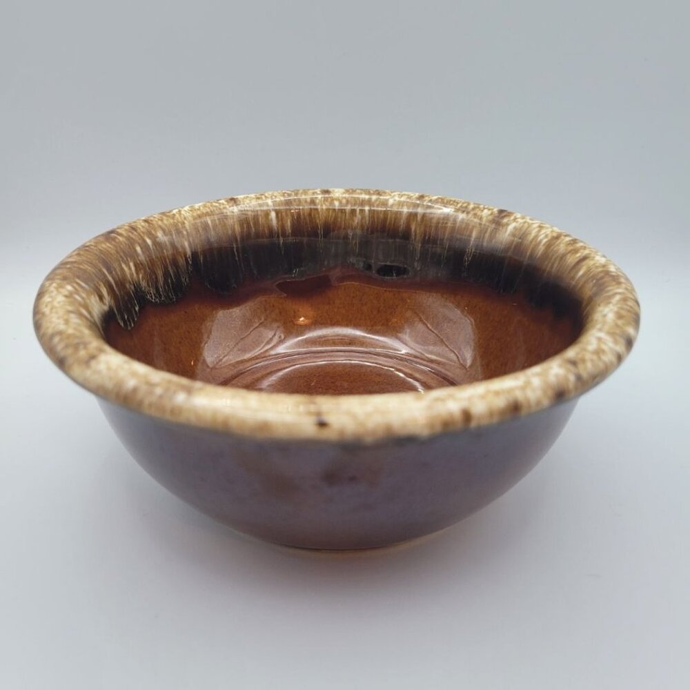 Hull‎ Brown Small 5.5 Inch Bowl Drip Glaze Oven Proof Made In USA Vintage